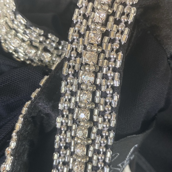 La Femme Black Embellished Empire Waist Sleeveless Halter Maxi Long Formal Dress - Picture 8 of 10